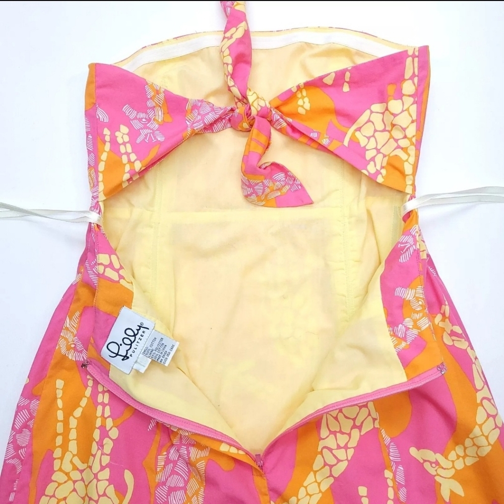 Lilly Pulitzer Strapless Giraffe Print Dress in Pink, Orange, Cream - Picture 2 of 5